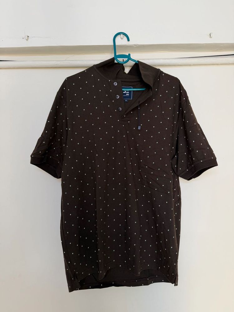Men's Brown Polka Dot Polo Shirt