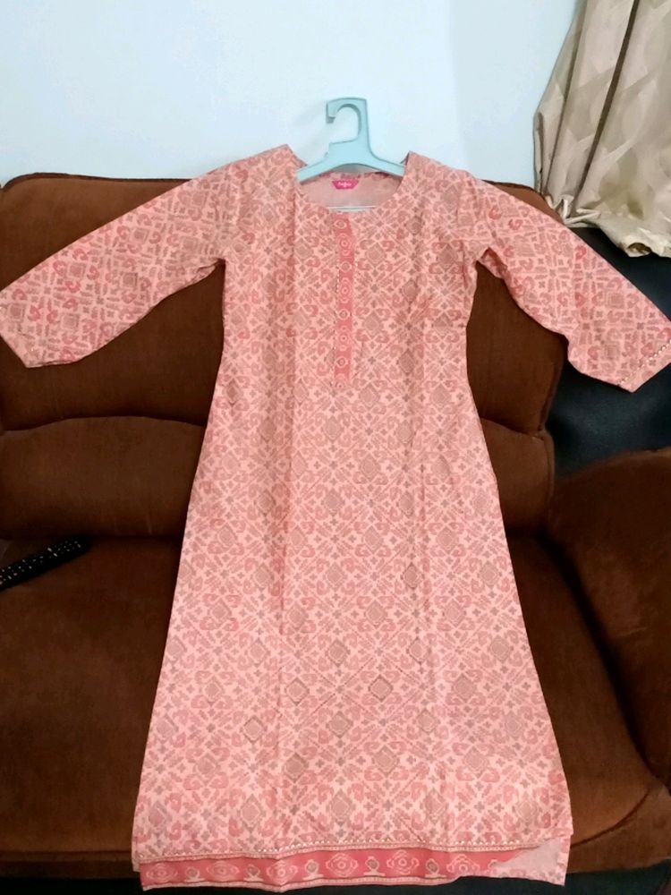 Peach Colour Staright Kurti
