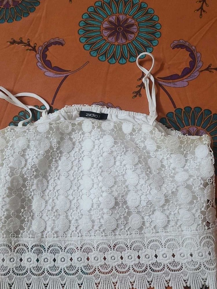 White Lace Crop Top