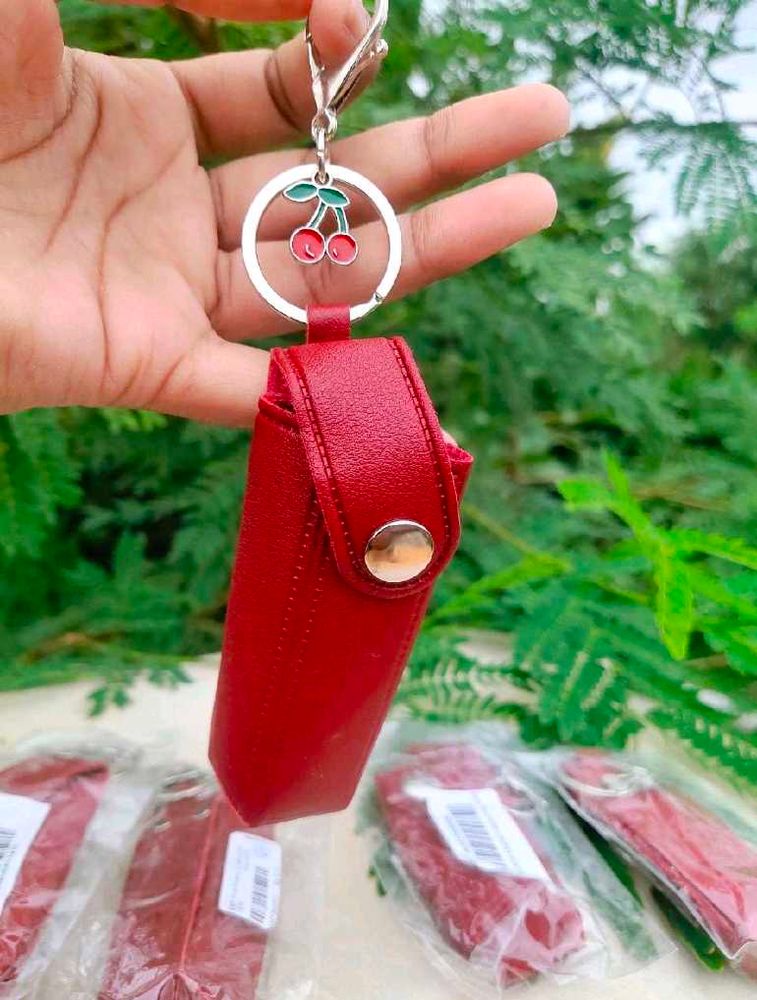 Red Cherry 🍒 Lipstick Holder Keychain ✨