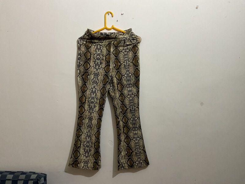 Shein Snakeskin Print Bell Bottom Pants