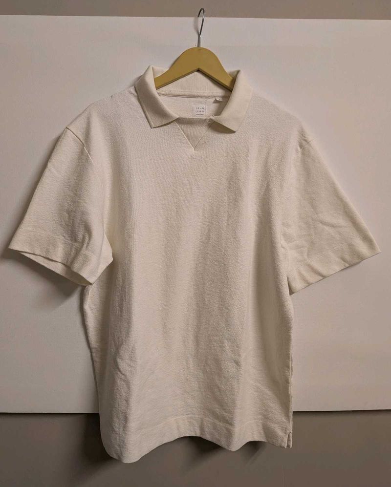 old money Cream Textured Polo Shirt