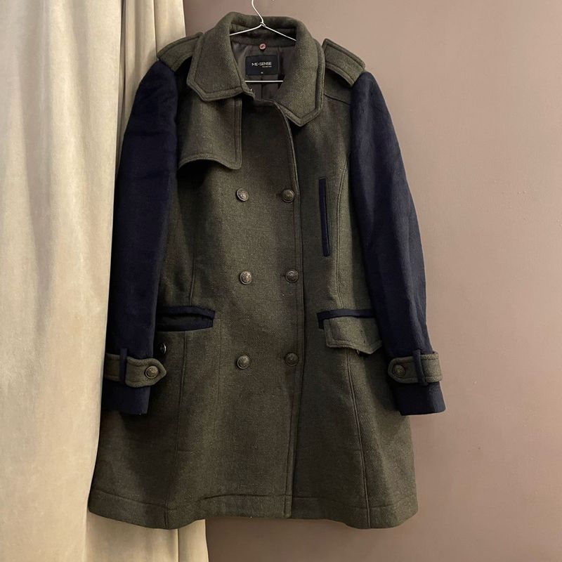 Stylish Wool Blend Double-Breasted Coat