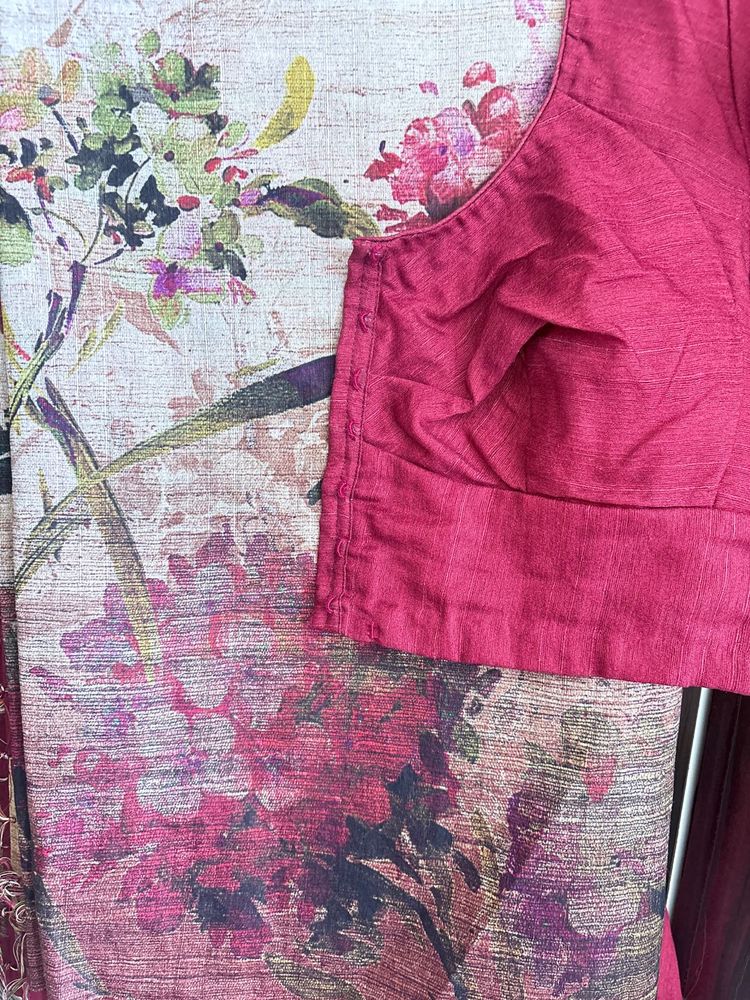 Vibrant Floral Saree Blouse Set