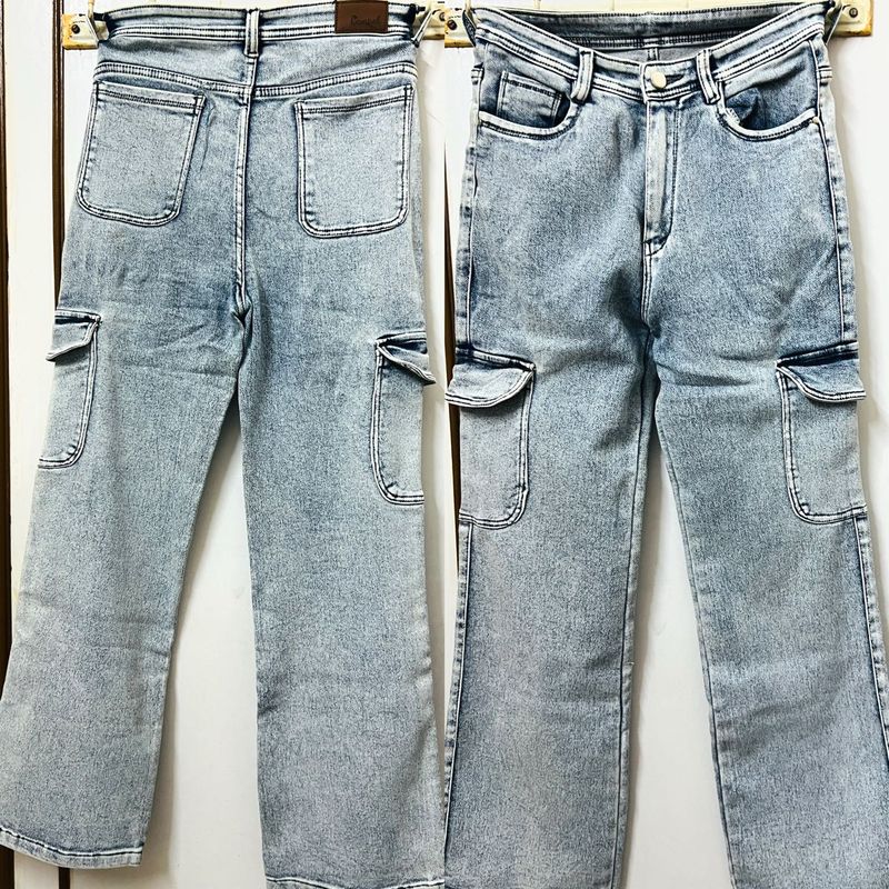 Light Wash Cargo Jeans