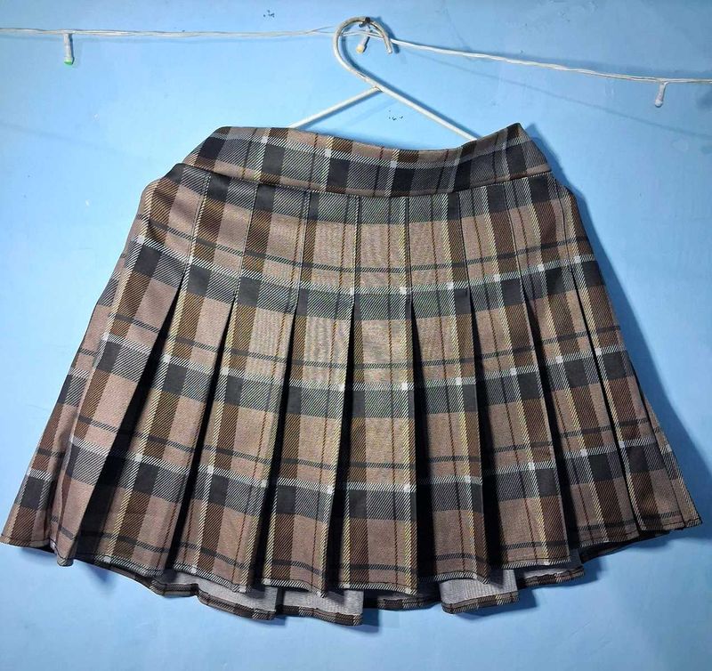 Plaid Pleated Mini Skirt