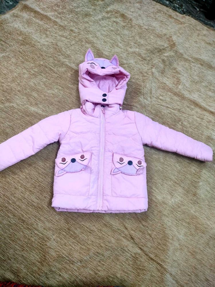 Cute Pink Fox Puffer Jacket