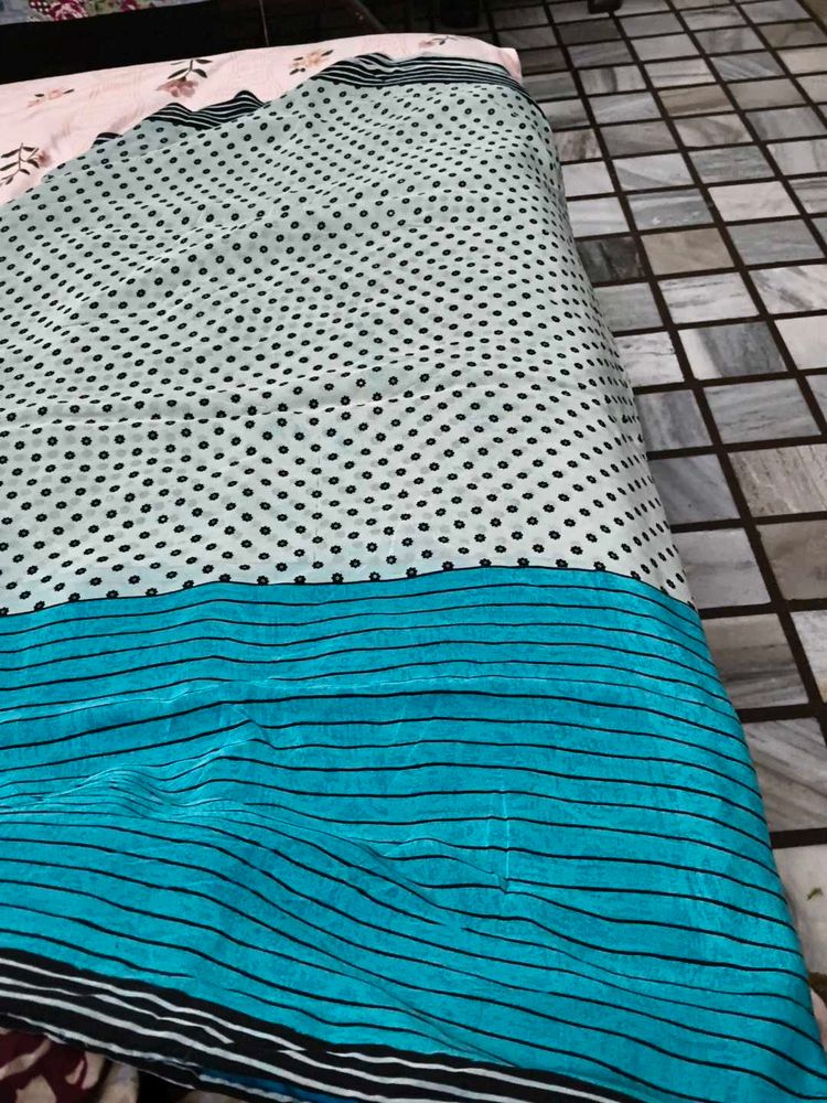 Blue Polka Dot  Saree