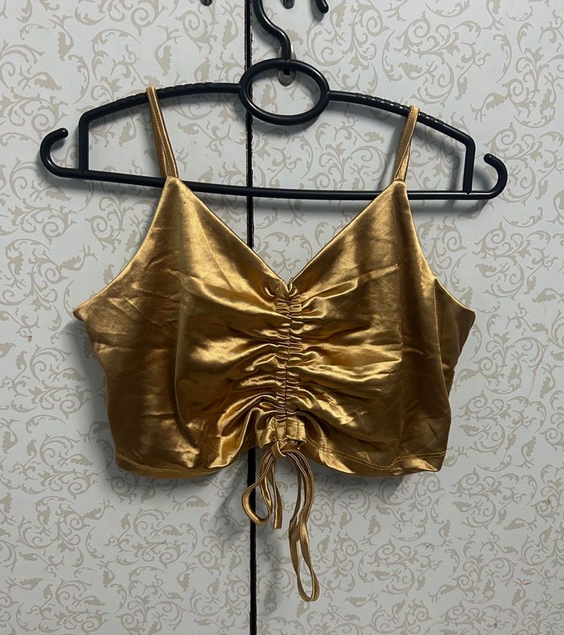 IMPORTED Golden Ruched Camisole Top