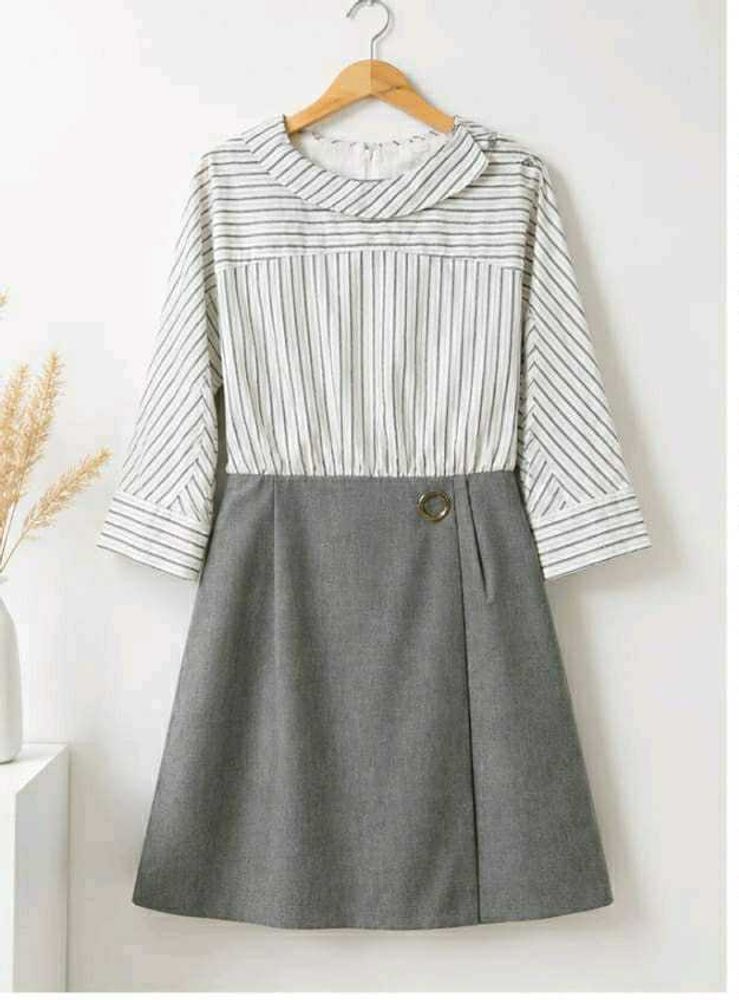 Chic Striped &amp; Grey A-line Dress
