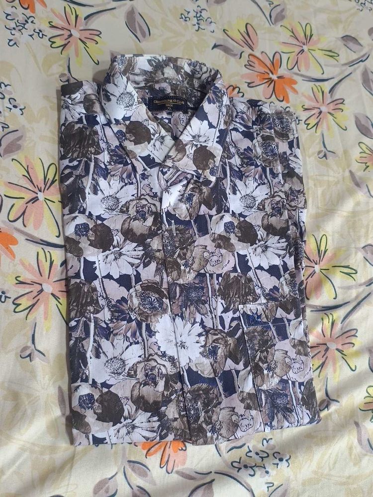 Floral Print Men's Button-Down Shirt