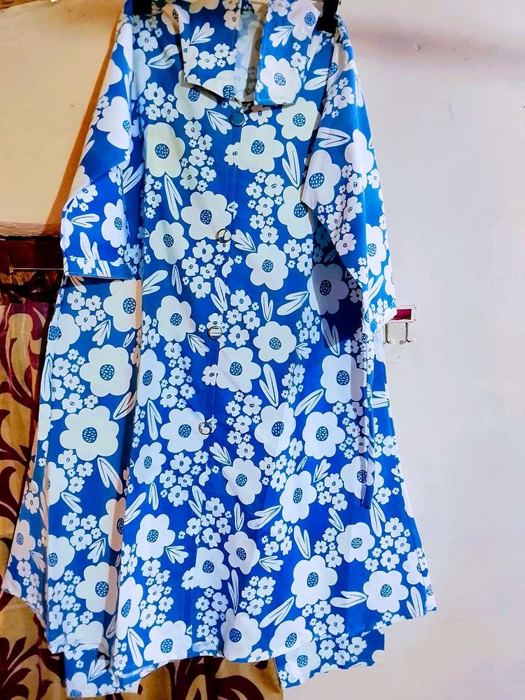 Floral Print Blue Dress