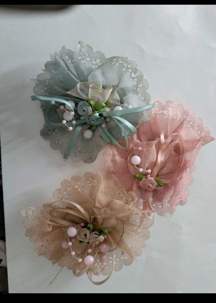 Handmade Floral Hair Clips - Set of 3