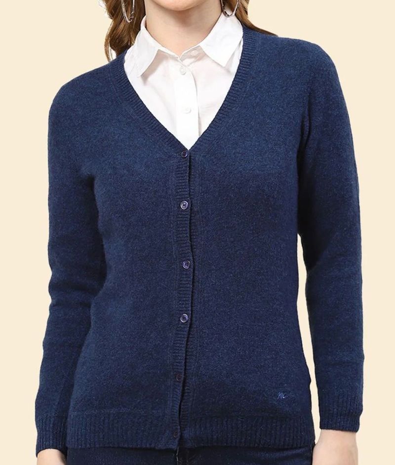 Classic Navy Blue V-Neck Cardigan