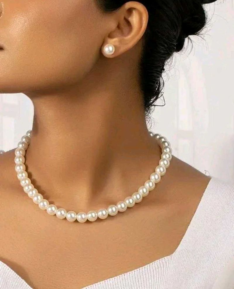 Classic Pearl Necklace &amp; Earrings