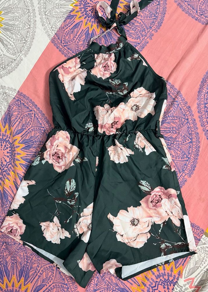Floral Halter Neck Romper