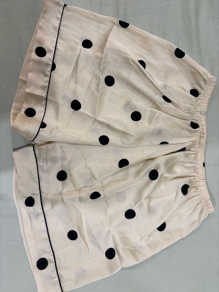 Cream Polka Dot Pajama Shorts