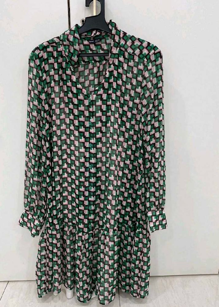 Printed Mini Shirt Dress