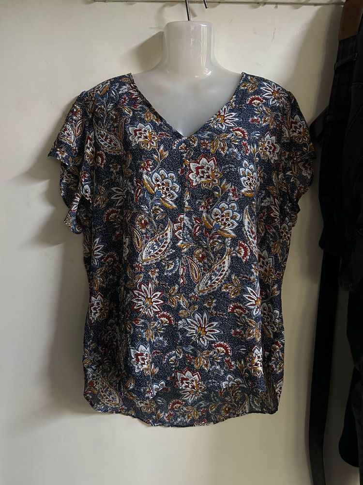Floral Print V-Neck Top