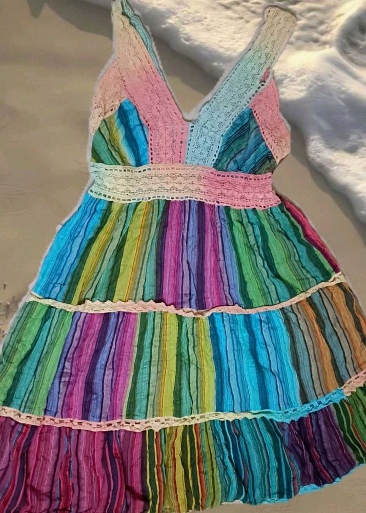 Bohemian Rainbow Tiered Dress