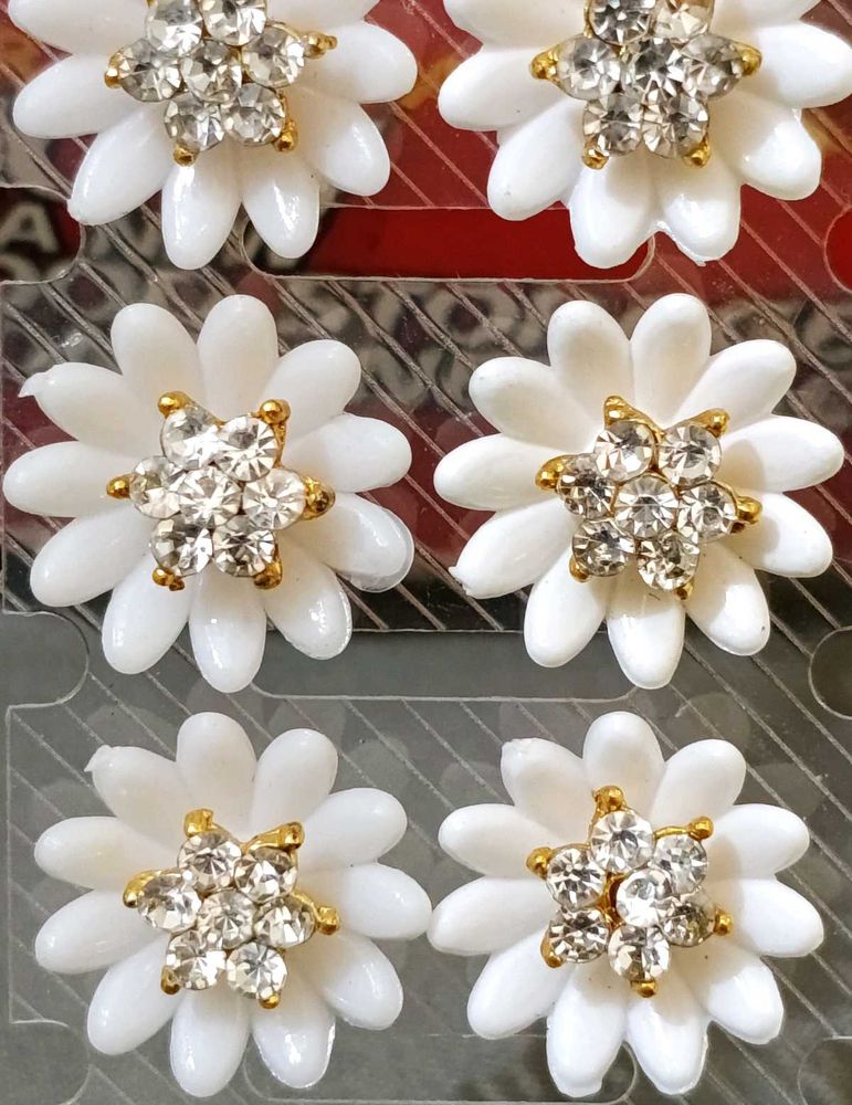 Floral Rhinestone Embellishments pair of 3