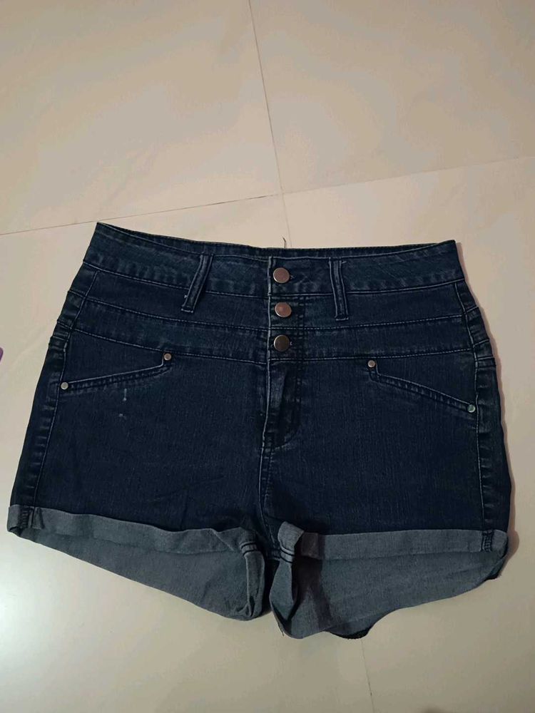 Dark Blue Denim Shorts