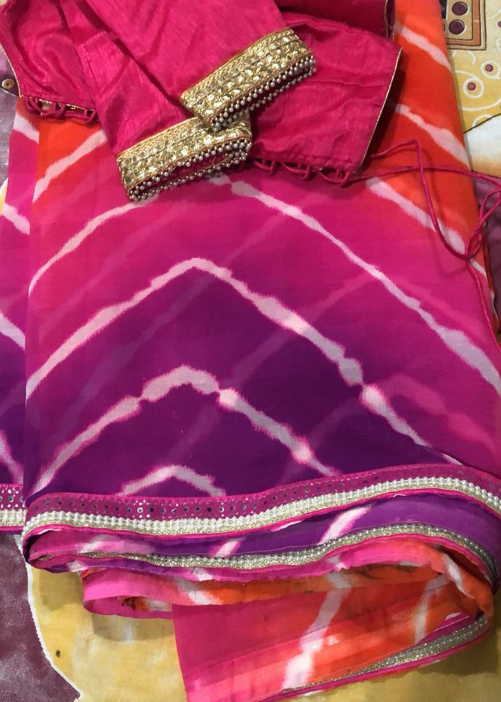 Gorgeous Pink Leheriya Saree
