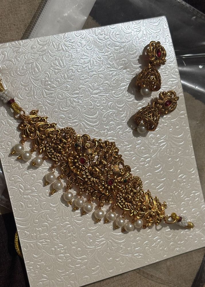 Antique Gold Necklace &amp; Earrings Set