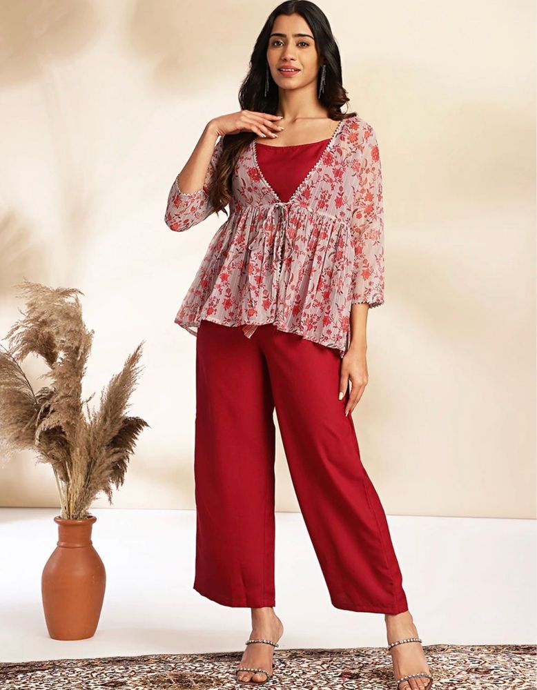 Floral Print Kurta Set with Palazzo