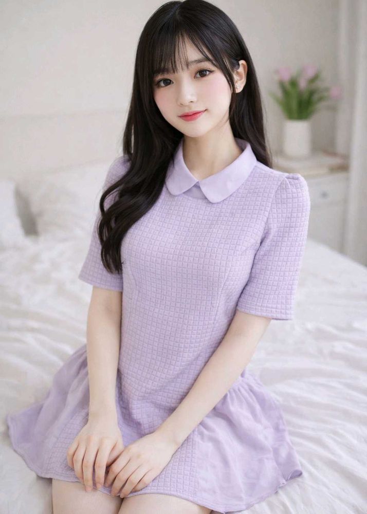 Korean Style Lavender Peplum Top