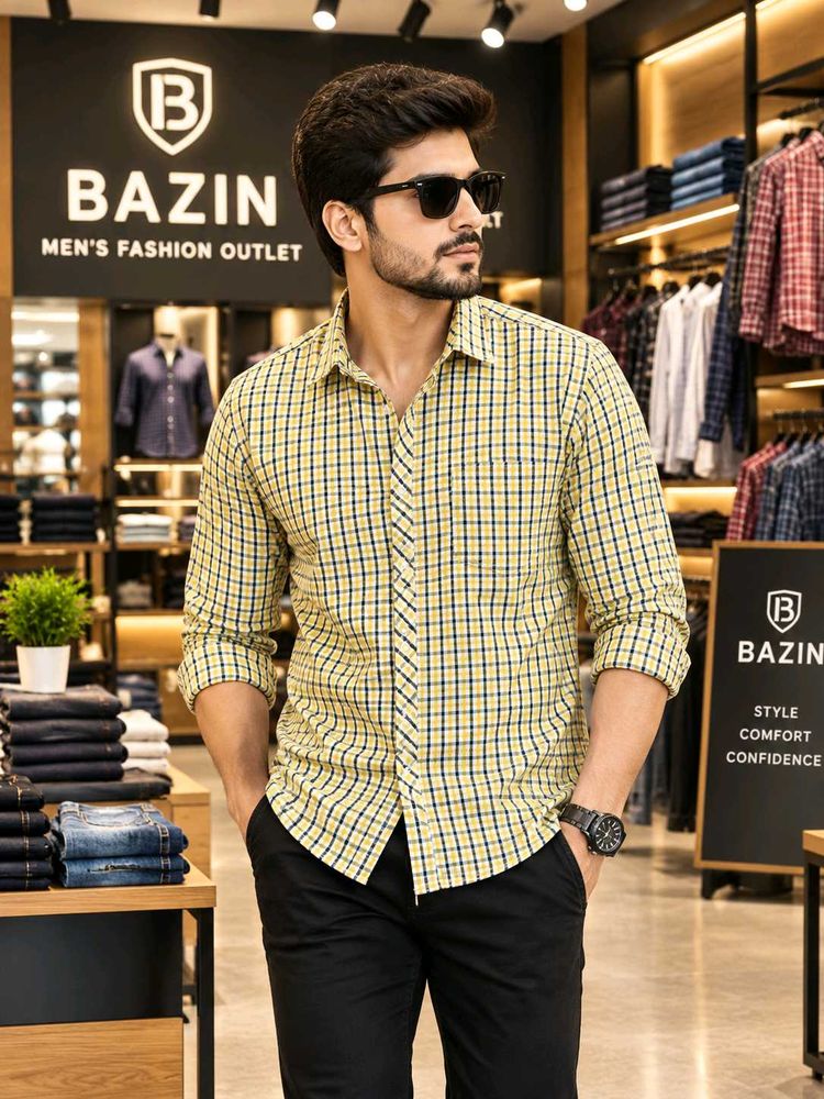 🇳🇿💫🎀Men's Yellow Plaid Casual Shirt