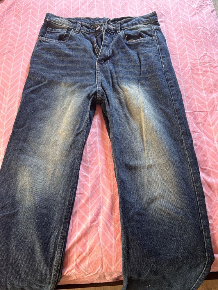 Dark Blue High Waist Straight Leg Jeans