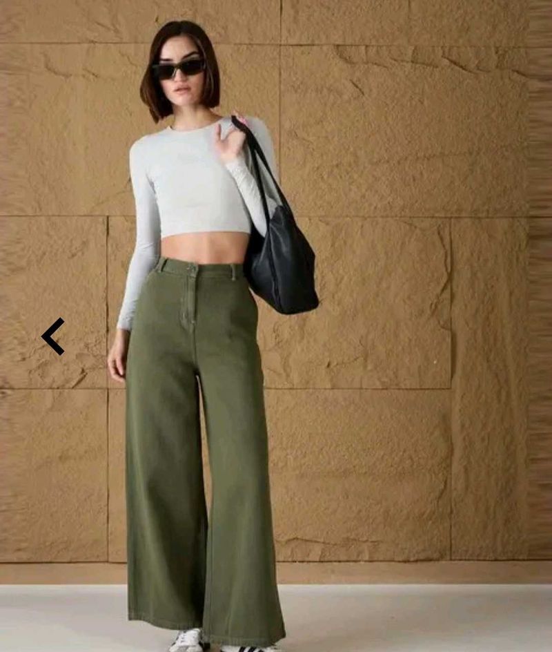Olive Green Wide Leg Pants