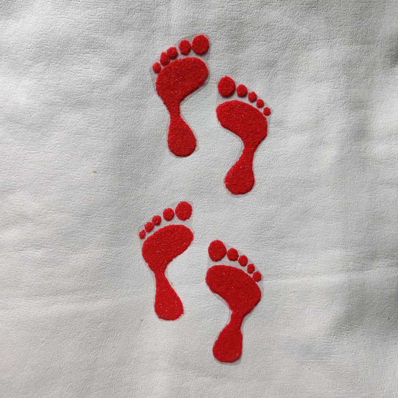 Red Laxmi Feet Readymade Rangoli Patches