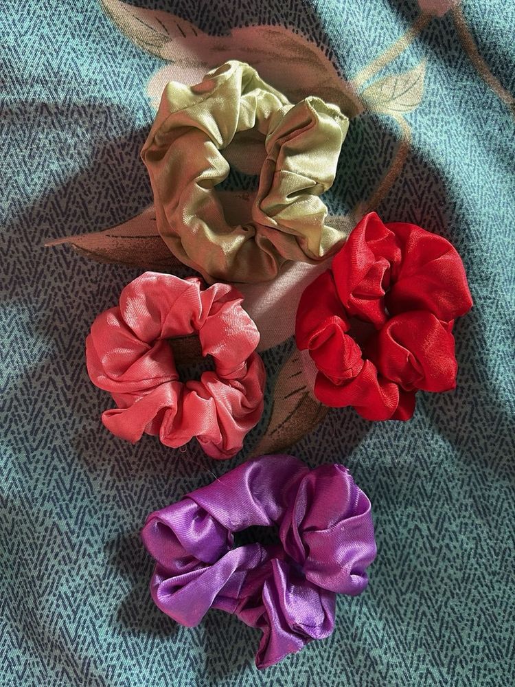 Set of 4 Satin Scrunchies