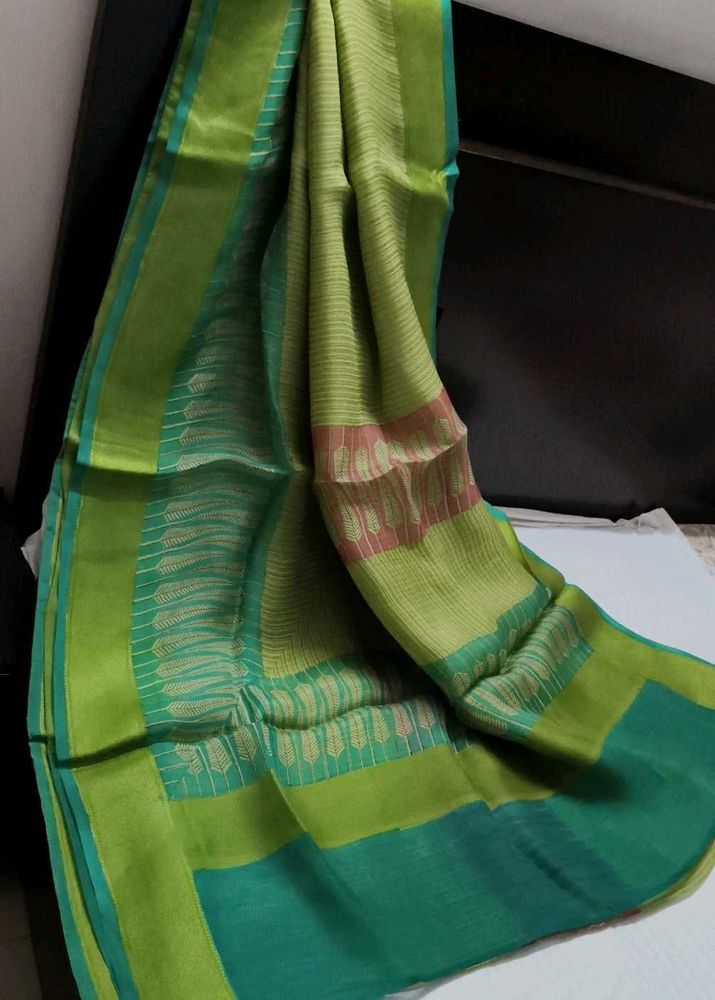 Elegant Green Handloom Chanderi Silk Saree