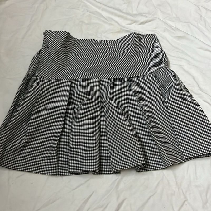 Gingham Pleated Mini Skirt