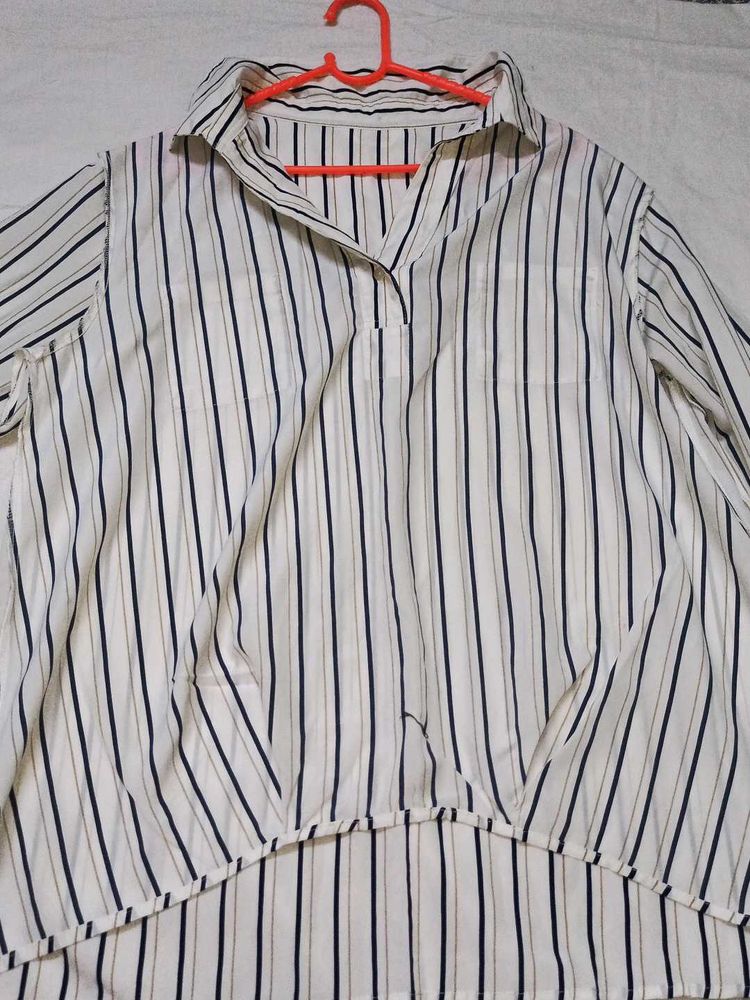 Chic Striped Collared Blouse
