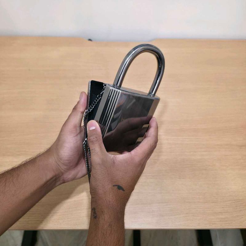 Original Zara Lock Shaped Clutch Bag
