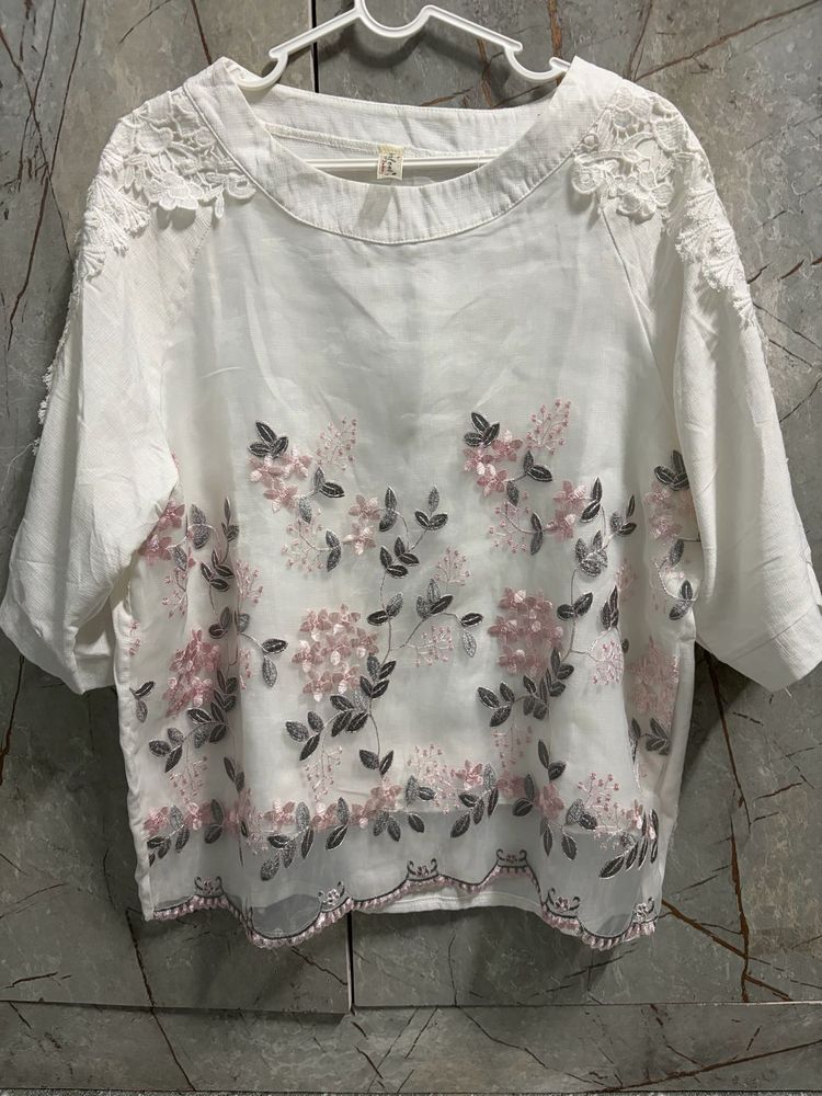 Embroidered White Blouse