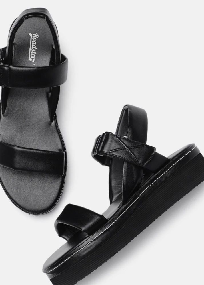 Roadster Women Black Open Toe Heeled Flats