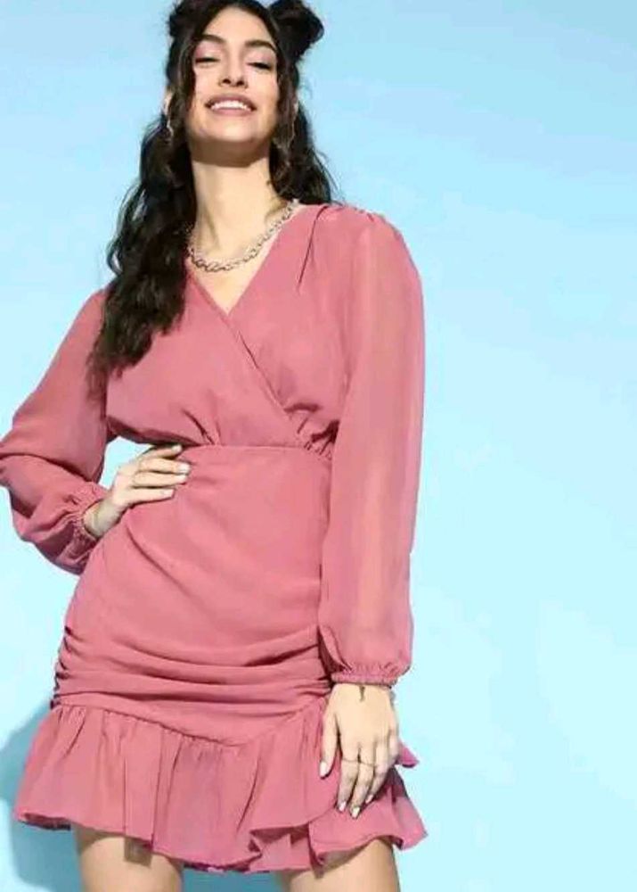 Chic Mauve Ruched Mini Dress