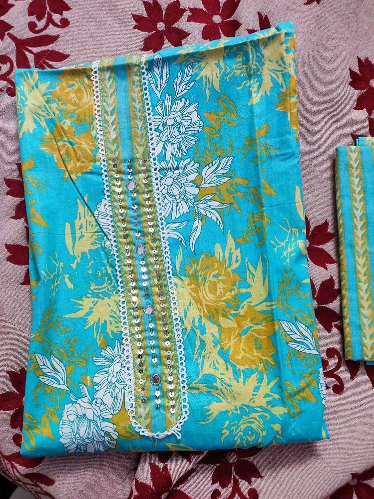 dress material with Sequins on neck