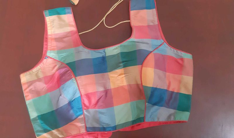 Colorful Checkered Padded Blouse