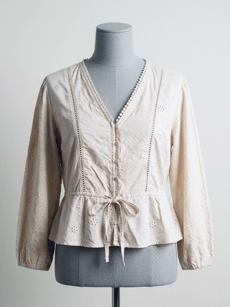 Boho Eyelet Peplum Blouse