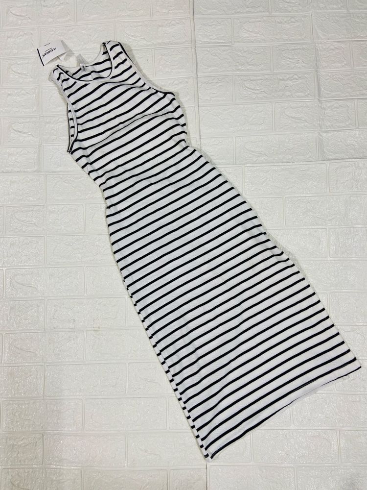 Striped Sleeveless Midi Dress