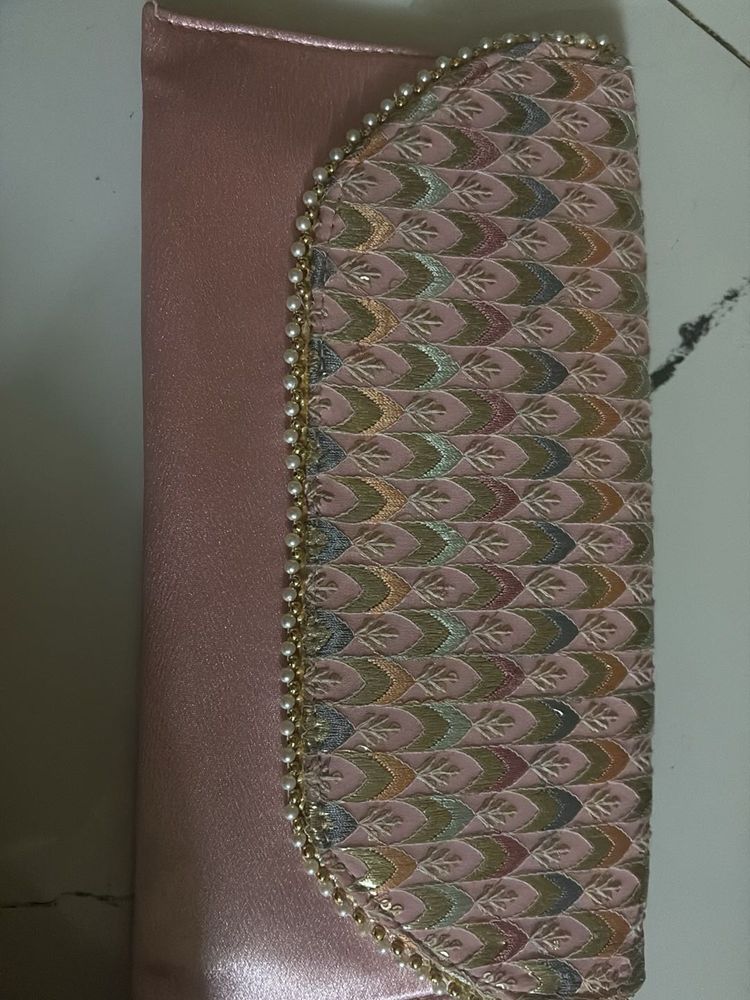 Elegant Pink &amp; Pearl Clutch