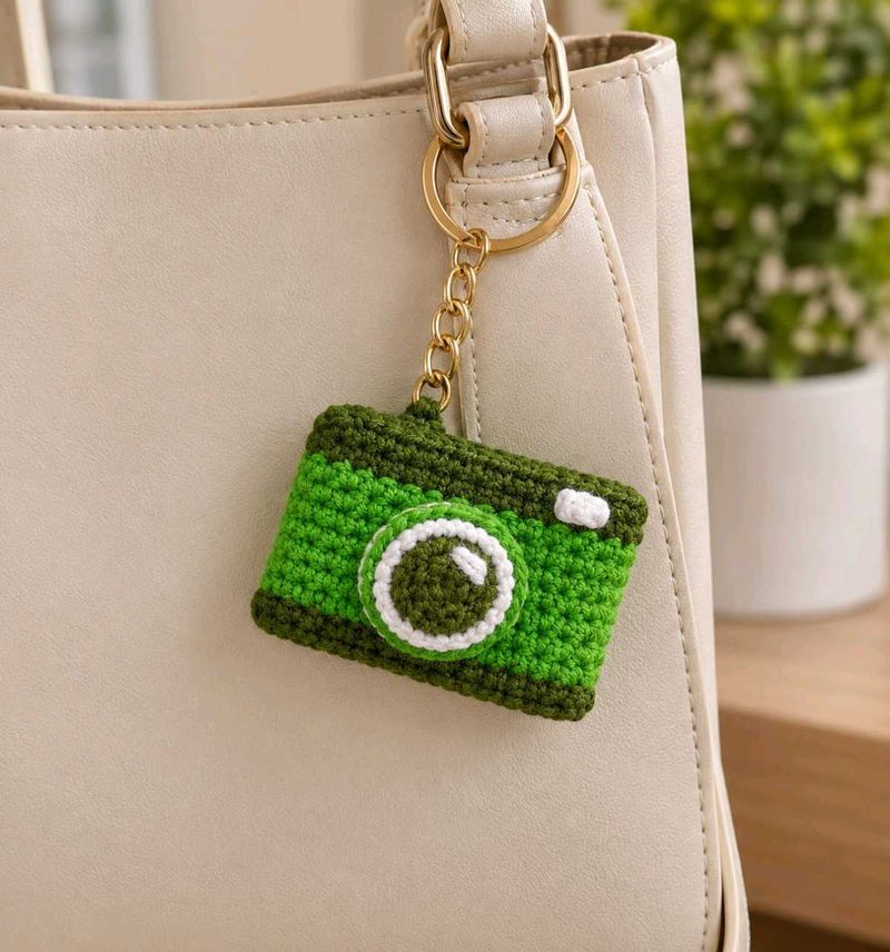 Camera Crochet Keychain