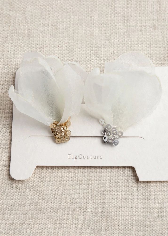 Elegant White Petal hair clips with Sequins