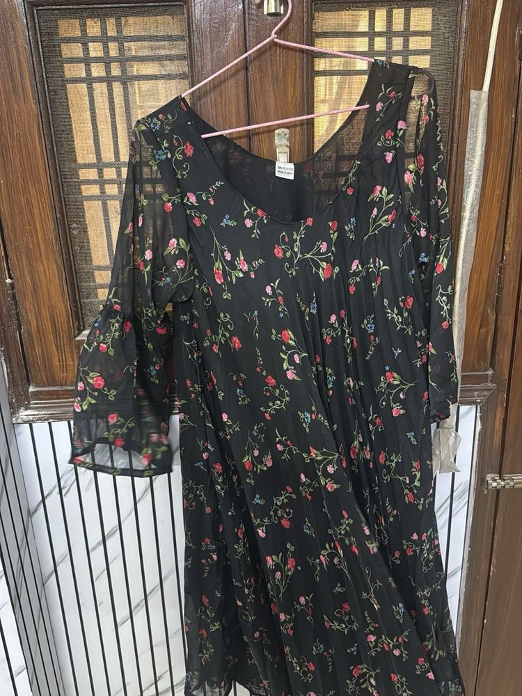 Black Floral Sheer Maxi Dress